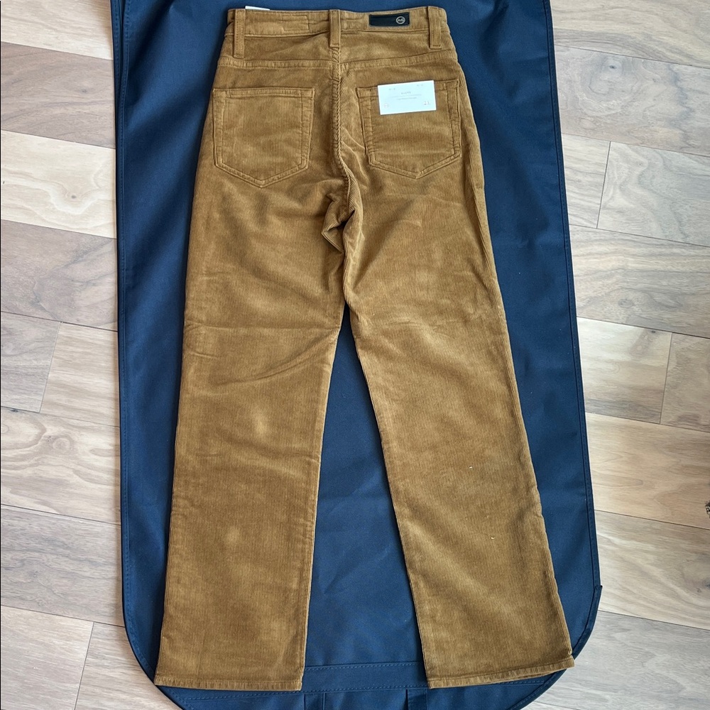 NWT AG High Waist Straight Leg Brown Corduroy Jeans Cropped Size 23R - Picture 2 of 7